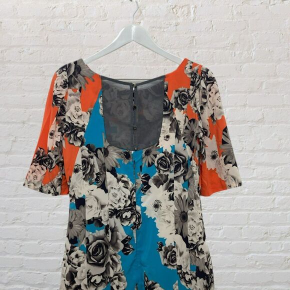 Yoana Baraschi Anthropologie Floral Colorblock Midi Dress S - Picture 5 of 16